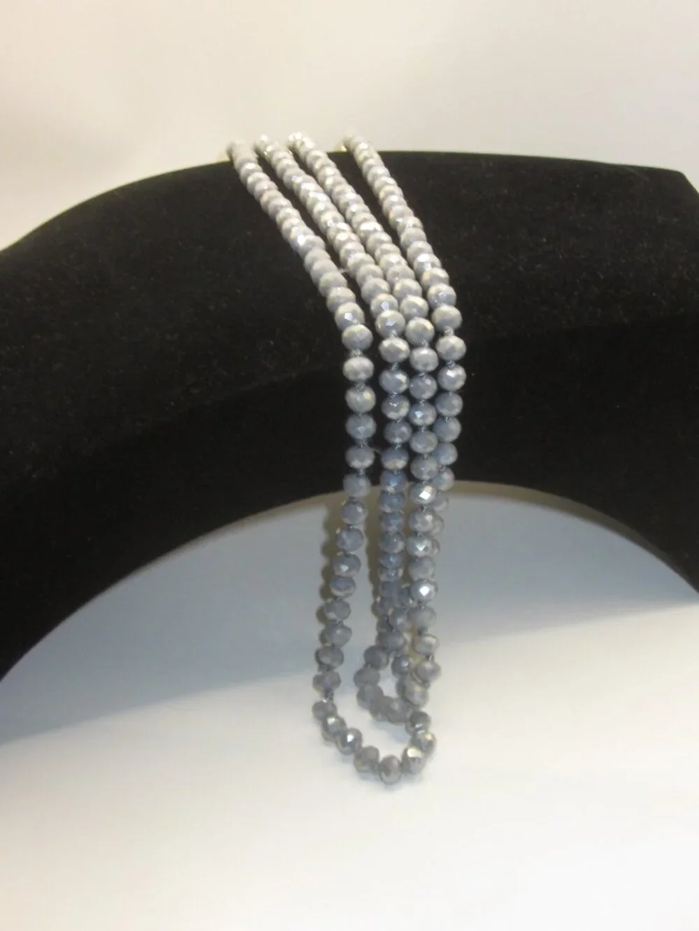 Gray Glass Beaded Necklace